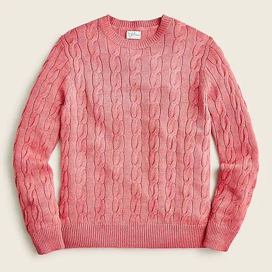 Plaited linen-cotton cable-knit sweater